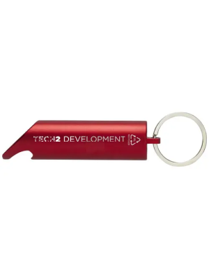 Luz LED IPX de aluminio reciclado y abrebotellas con llavero 