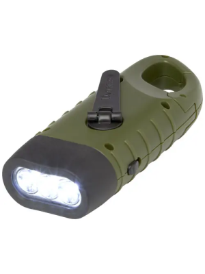 Linterna de dinamo solar con mosquetón de plástico reciclado 