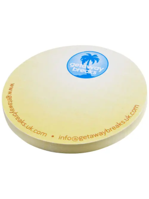 Libreta con notas adhesivas de material reciclado en forma de círculo 