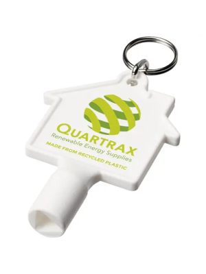 Llavero de material reciclado con forma de casa 