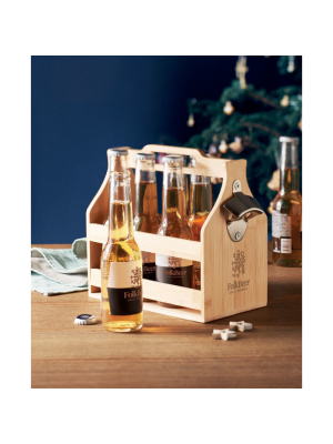 CABAS Caja de bambú para 6 cervezas