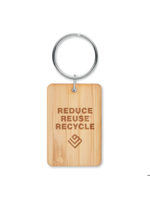 ANGLEBOO Llavero rectangular de bambú