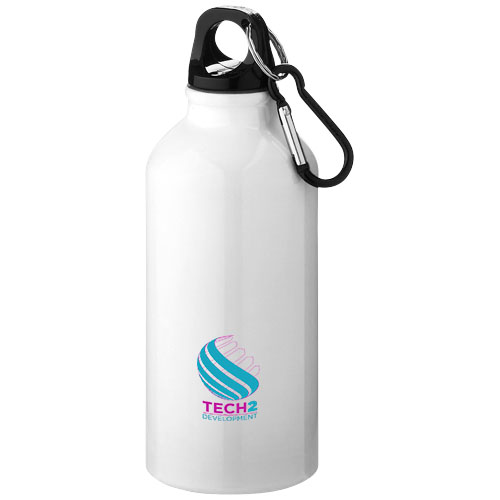 Bidón de 400 ml de aluminio reciclado con certificado RCS con mosquetón