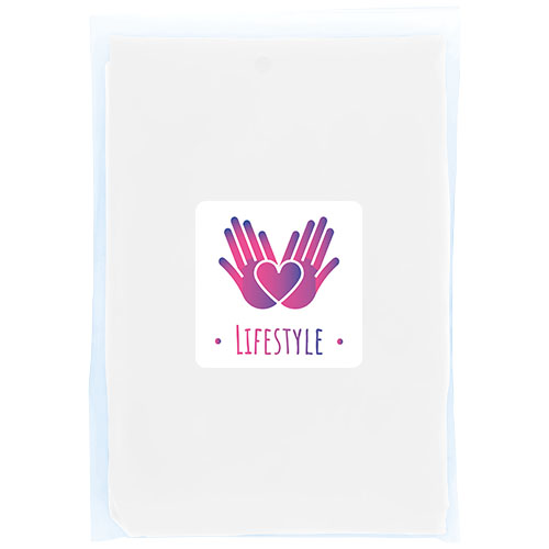 Poncho de lluvia desechable de material reciclado con bolsa de almacenamiento