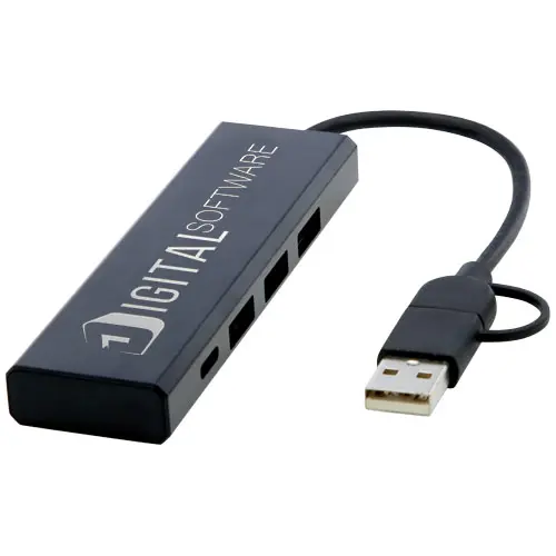 Hub USB 2.0 de aluminio reciclado con certificación RCS