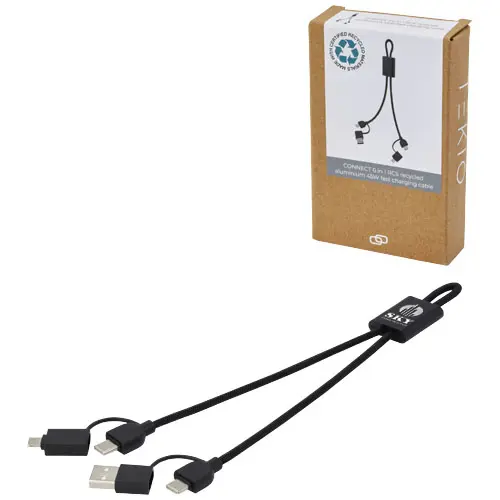 Cable de carga rápida 6 en 1 de 45 W en aluminio reciclado con certificación RCS