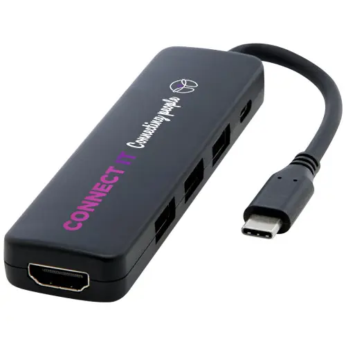 USB 2.0-3.0 con adaptador multimedia de plástico reciclado con puerto HDMI y certificación RCS