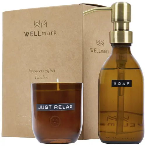 Dispensador de jabón de manos de 200 ml y juego de velas perfumadas de 150 g con fragancia de bambú 