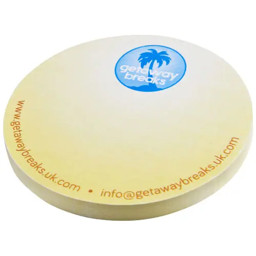 Libreta con notas adhesivas de material reciclado en forma de círculo 