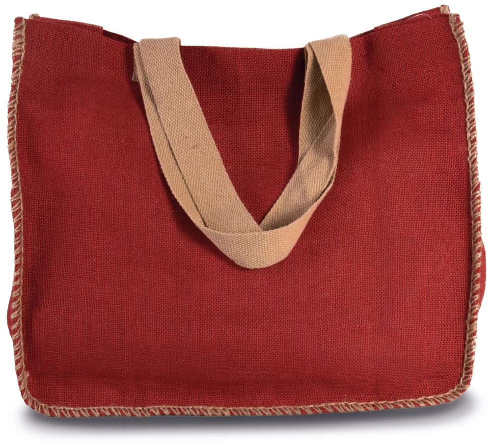 Bolsa de yute con costuras contrastadas