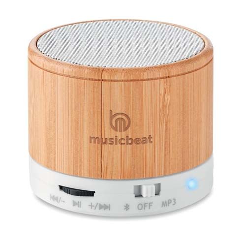 ROUND BAMBOO Altavoz bambú red. Bluetooth