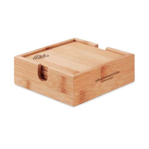 MENDI Set de 4 posavasos de bambú